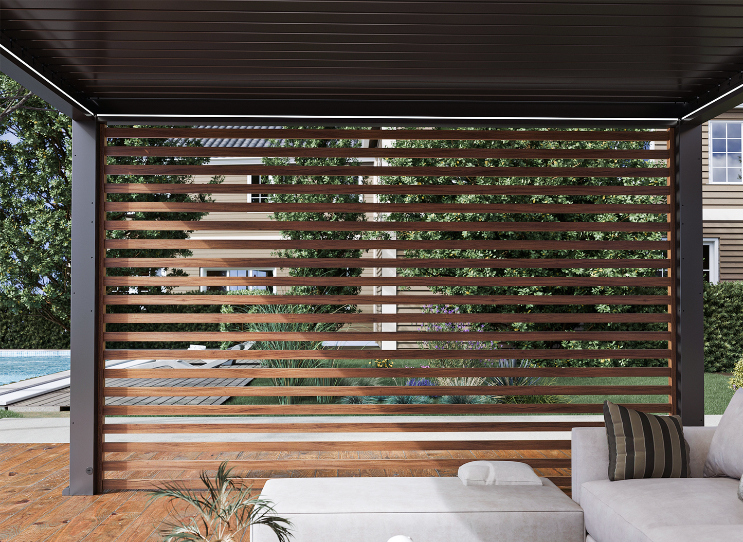 FlexPatio Wood-Grain Slat Walls