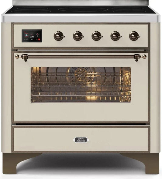 ILVE Majestic II 36" Induction Range Antique White Bronze Trim UMI09NS3AWB