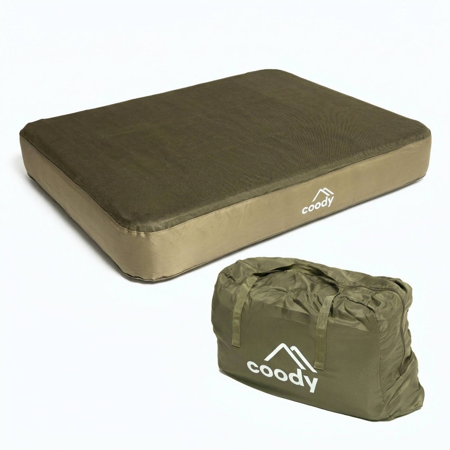 Coody Air Mattress Green Queen (197×150×35 cm) – Premium Air Bed with Built-in Pump
