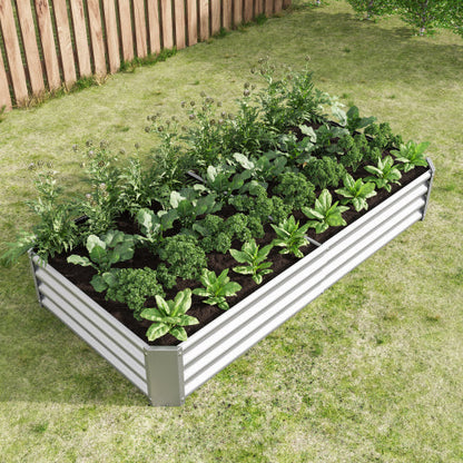 PolyTEAK Rectangular Metal Raised Garden Bed for Flowers, Vegetables, and Herbs
