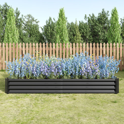 PolyTEAK Rectangular Metal Raised Garden Bed for Flowers, Vegetables, and Herbs