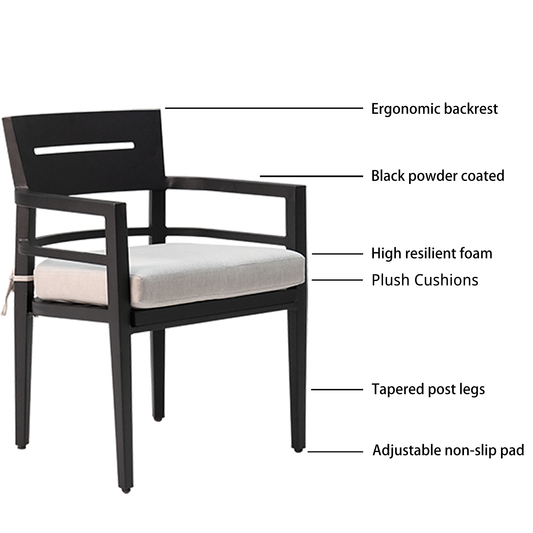 PolyTEAK Aluminum Outdoor Patio Dining Chairs with Plush Cushions (Set of 4)