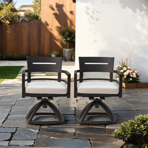 PolyTEAK Aluminum Outdoor Patio Swivel Rockers with Plush Cushions (Set of 2)