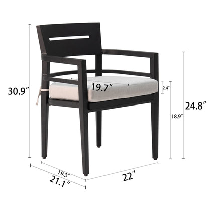 PolyTEAK Aluminum Outdoor Patio Dining Chairs with Plush Cushions (Set of 4)
