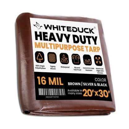 White Duck Outdoors Super Heavy Duty Poly Tarp Cover Thick 16 Mil, 8 oz