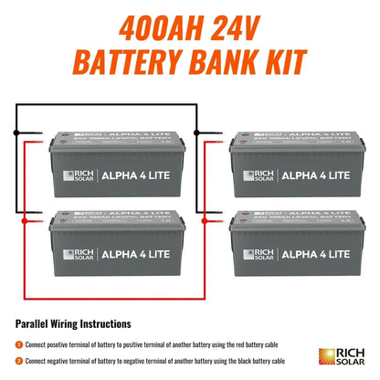 Rich Solar - 24V - 400AH - 10.2kWh Lithium Battery Bank