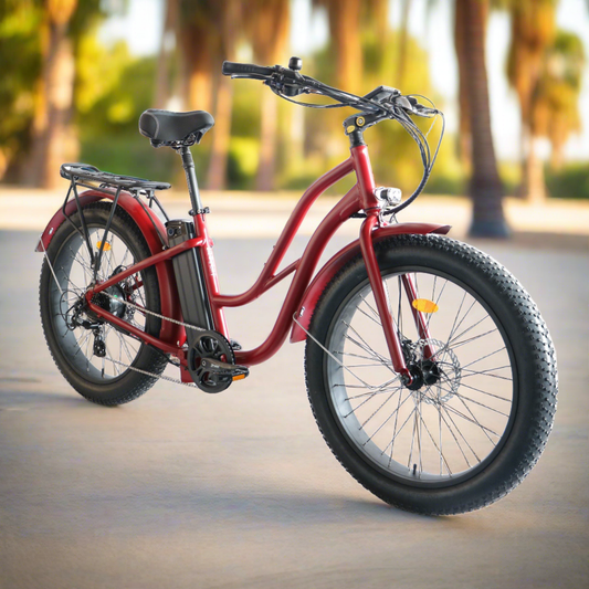 Coastal Cruiser Fat Tire Step Thru 26x4 - 52v Beach Cruiser Electric Bike