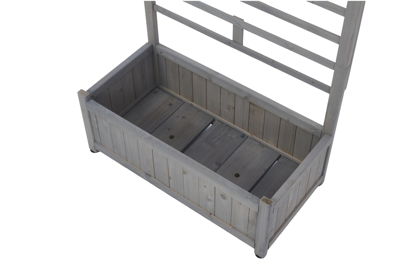 PolyTEAK Raised Garden Bed with Trellis, Outdoor Wooden Planter Box for Climbing Plants, Vegetables, and Herb Growing