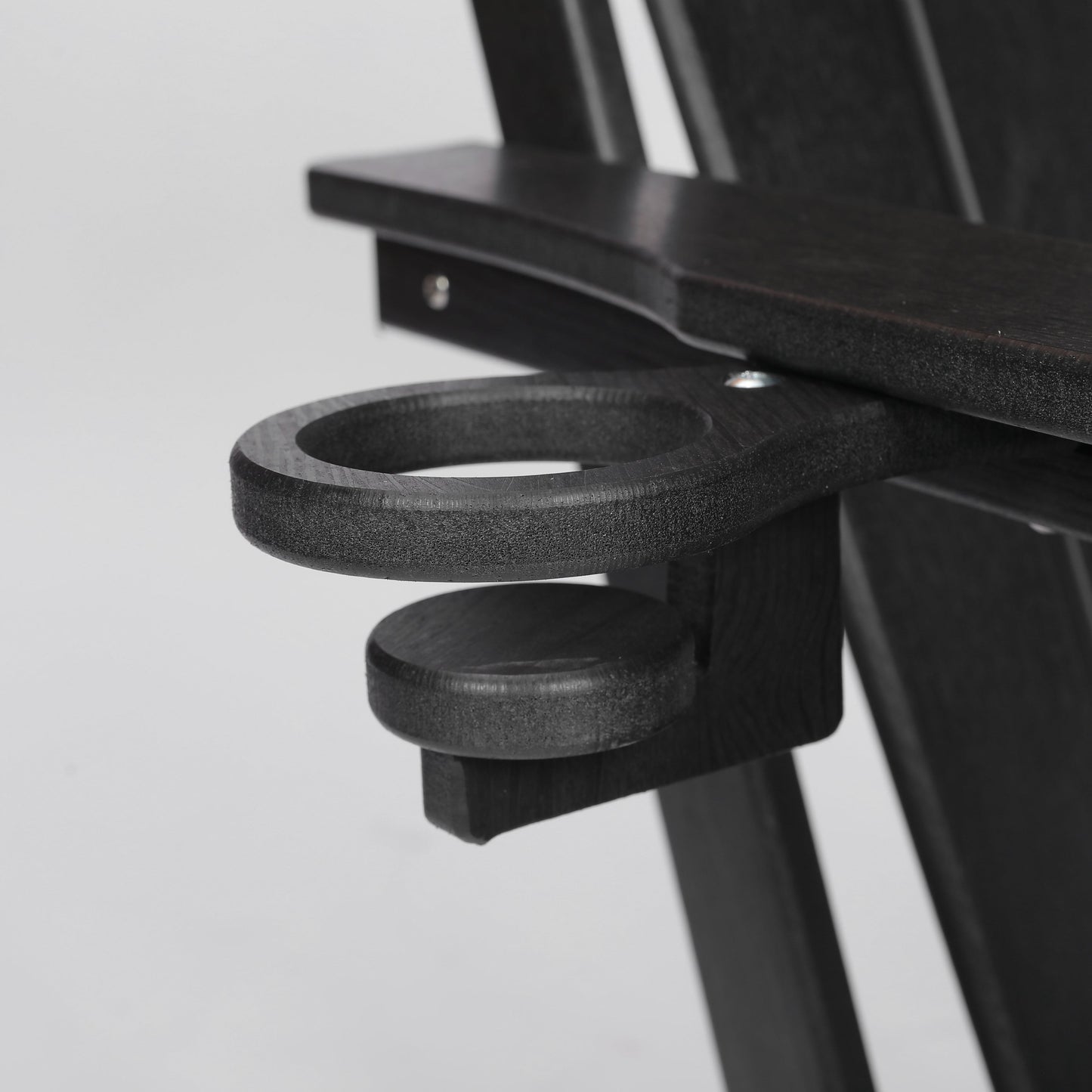 HDPE Folding Adirondack Chair with Dual Cup Holder - Composite Adirondack Chair with Wood Texture- Black