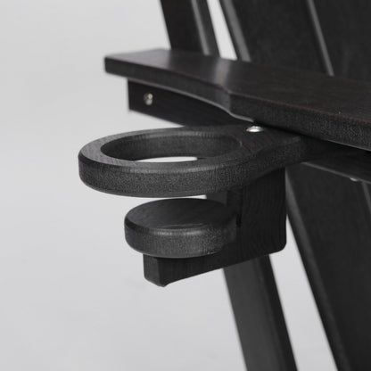 HDPE Folding Adirondack Chair with Dual Cup Holder - Composite Adirondack Chair with Wood Texture- Black