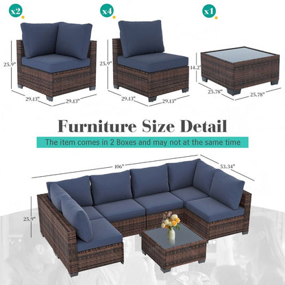 Ainfox  7PCS Patio Sofa Set For Indoor And Outdoor