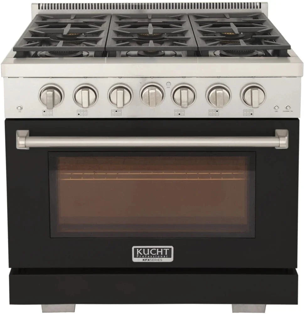 Kucht 36" Freestanding Professional Gas Range Liquid Propane KFX3600X/LP-BK