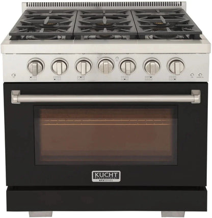 Kucht 36" Freestanding Professional Gas Range Liquid Propane KFX3600X/LP-BK