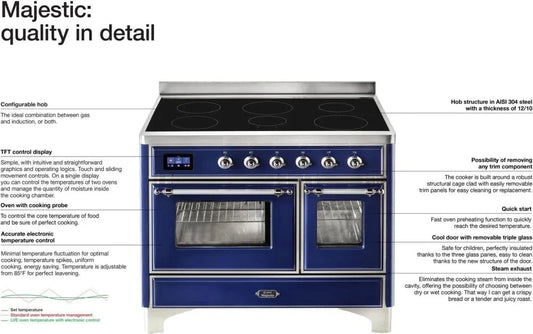 ILVE Majestic II 36" Induction Range Antique White Bronze Trim UMI09NS3AWB