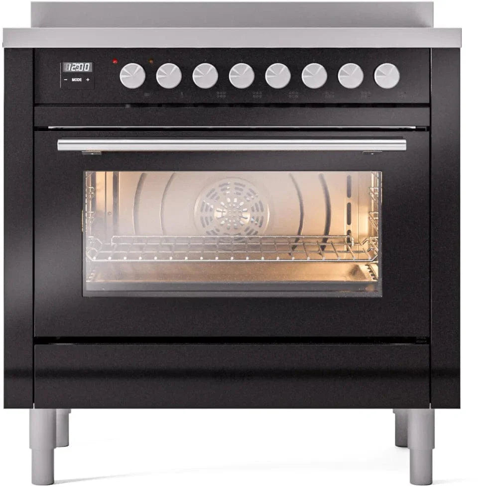 ILVE 36"Professional Plus Freestanding Induction Range Glossy Black UPI366WMPBK