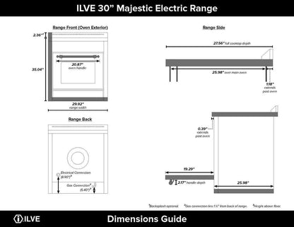 ILVE Majestic II 30" Induction Range Antique White Brass Trim UMI30QNE3AWG