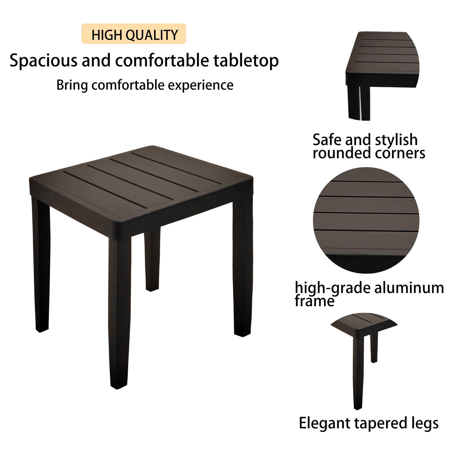 PolyTEAK 3-Piece Modern Patio Chaise Lounge Set with Plush Cushions, and Adjustable Backrests with Table