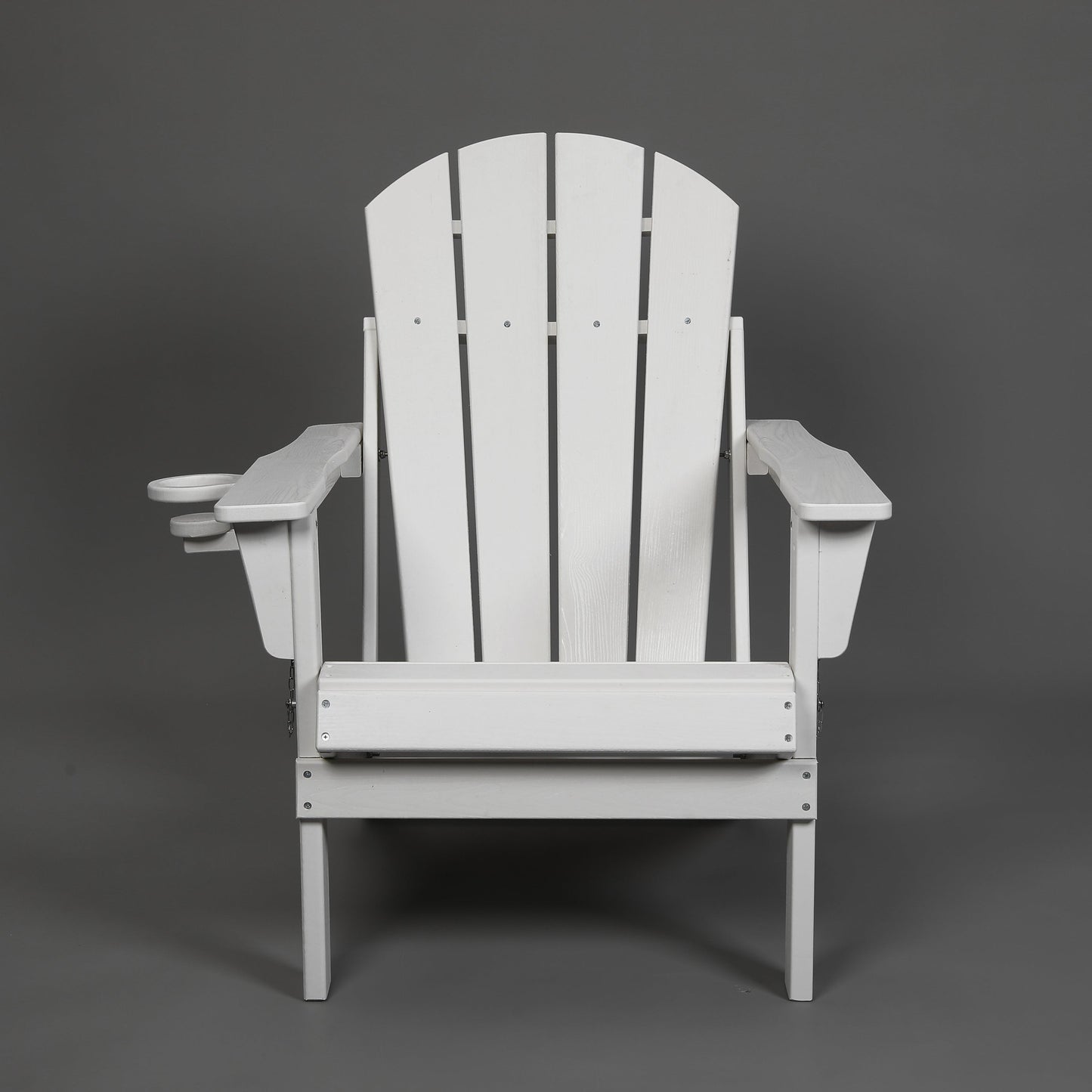 HDPE Folding Adirondack Chair with Dual Cup Holder - Composite Adirondack Chair with Wood Texture- White