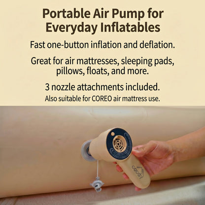 Coody Air Pump GR-119P, Portable Air Pump for Coreo Air Mattress, 3 Nozzles, Up to 2 PSI