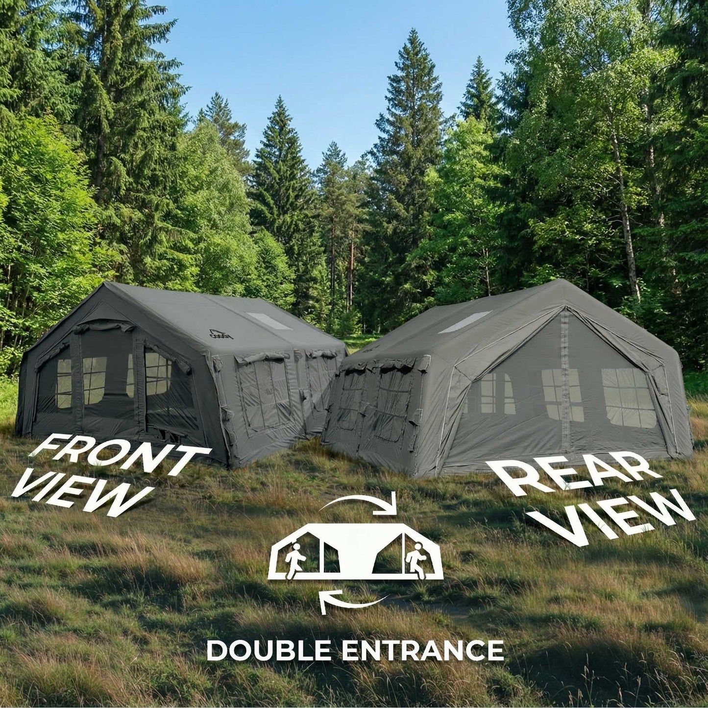 Coody Familia AirTent 13.6 Gray Inflatable Tent House for Camping (2-8 Person)