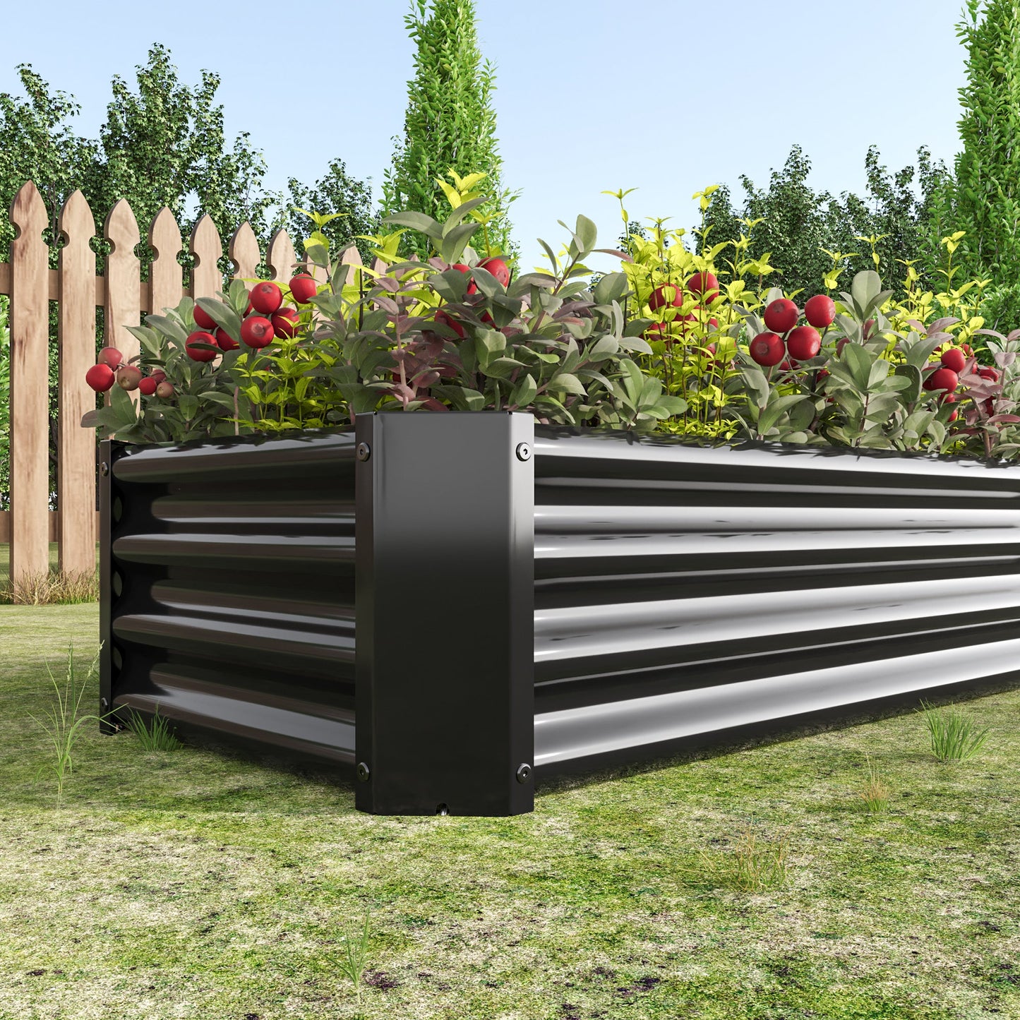 PolyTEAK Rectangular Metal Raised Garden Bed for Flowers, Vegetables, and Herbs