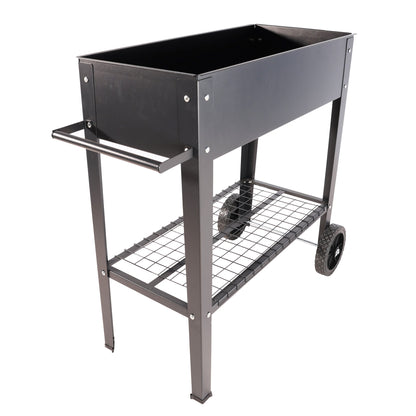 PolyTEAK Black Metal Raised Garden Bed Cart with Wheels for Easy Moving - Good for Vegetables, Flowers, and Herbs