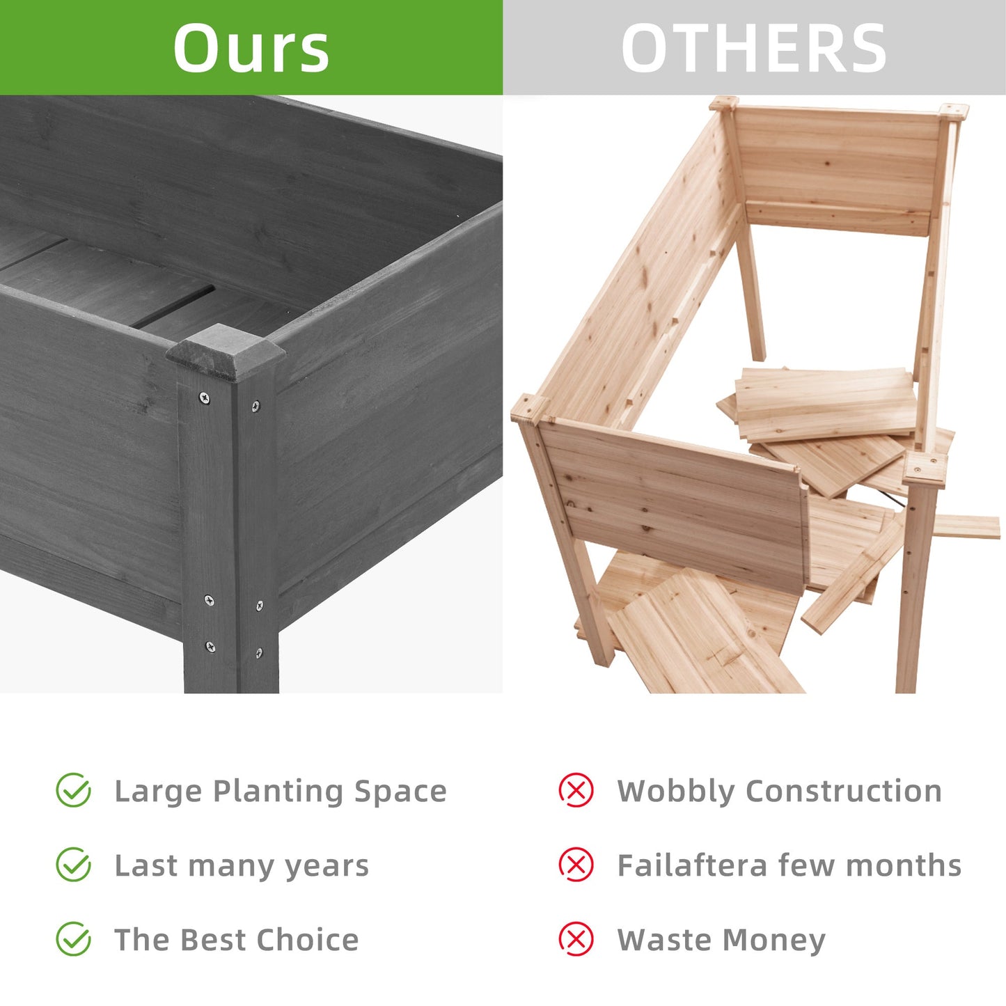 PolyTEAK Wooden Raised Garden Bed with Legs Best for Flowers, Herbs & Vegetables