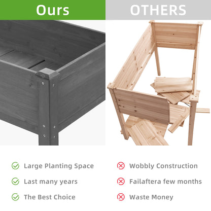 PolyTEAK Wooden Raised Garden Bed with Legs Best for Flowers, Herbs & Vegetables