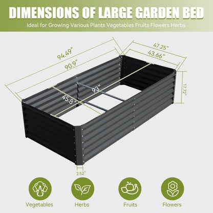 PolyTEAK Gray Galvanized Raised Garden Bed - Outdoor Planter Box for Vegetables & Flowers