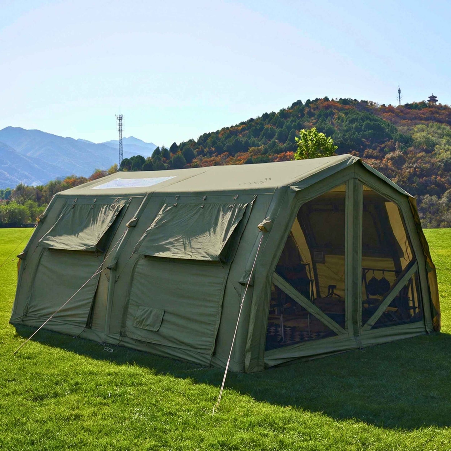 Coody Familia Pro AirTent 17.2 Forest Green Inflatable Tent for Camping (2-10 Person)