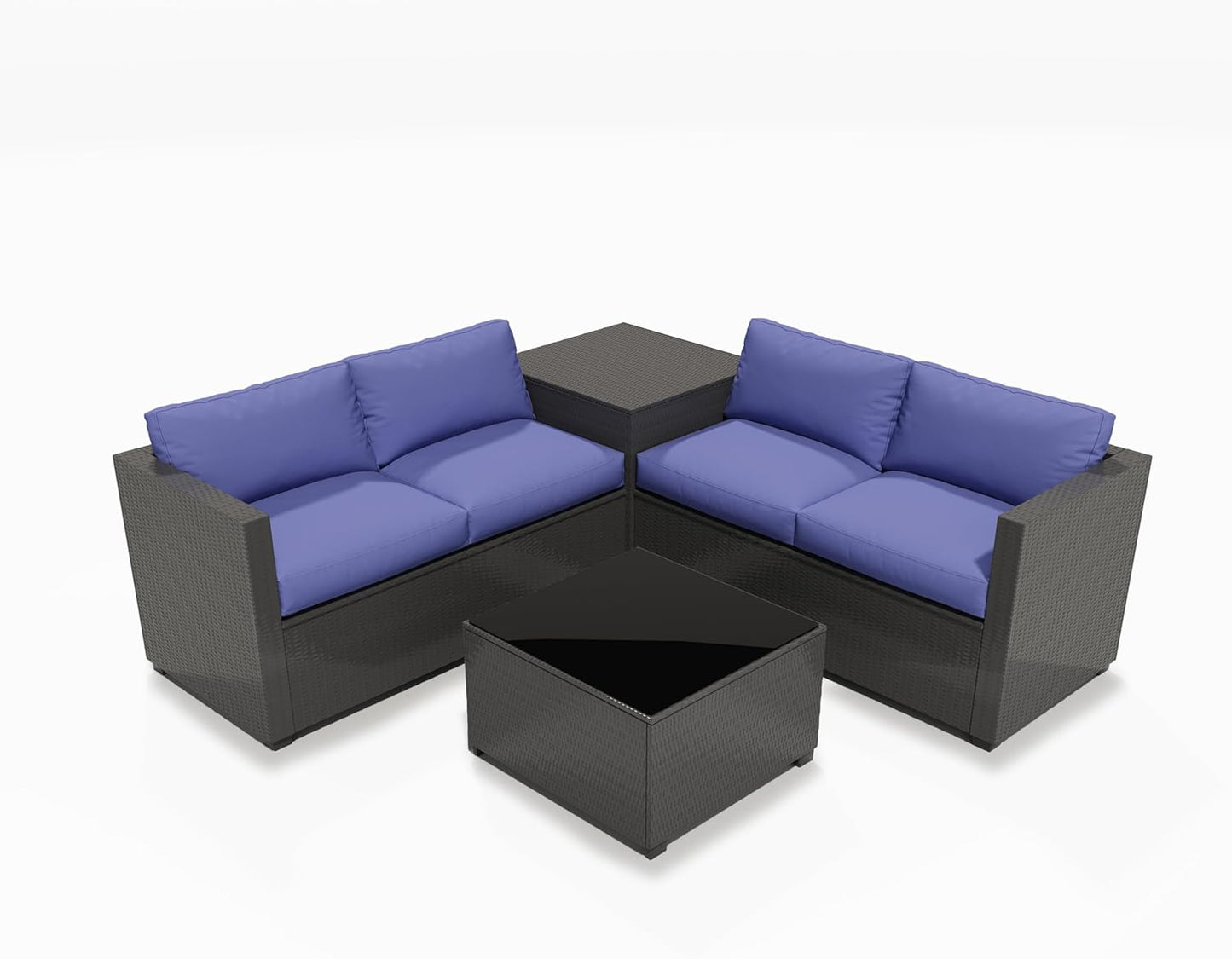 Ainfox 4 Piece Patio Sofa  Outdoor Patio Wicker Furniture Set