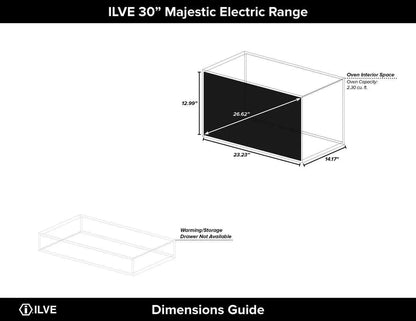 ILVE Majestic II 30" Induction Range Antique White Brass Trim UMI30QNE3AWG
