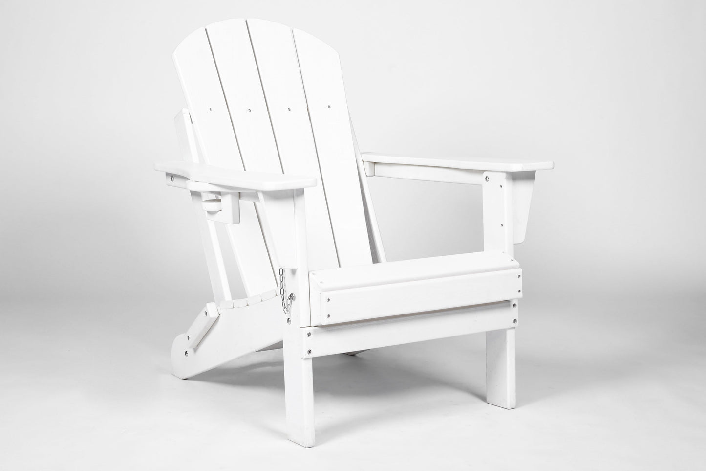 Folding Adirondack Chair with Side Table, 3-Piece Adirondack Chair Set, White (2 Chairs and 1 Table)
