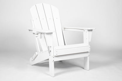Folding Adirondack Chair with Side Table, 3-Piece Adirondack Chair Set, White (2 Chairs and 1 Table)