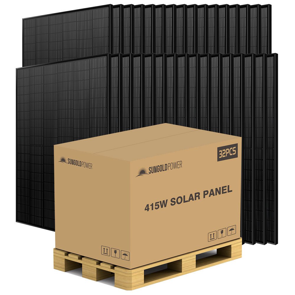 SunGoldPower 415W MONO BLACK PERC SOLAR PANEL FULL PALLET (32 PANELS) UL 61730 CEC Listed