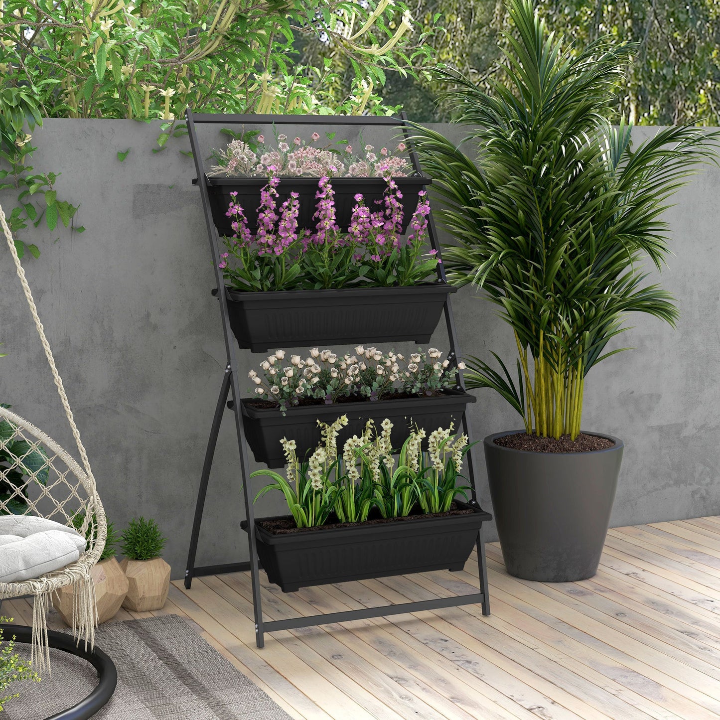 PolyTEAK 4-Tier Vertical Garden Planter Ideal for Small Patios, Balconies and Decks - Grow More Vegetables, Flowers & Herbs