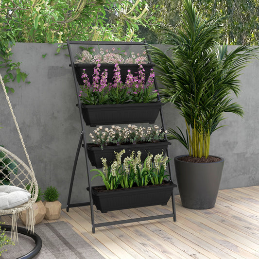 PolyTEAK 4-Tier Vertical Garden Planter Ideal for Small Patios, Balconies and Decks - Grow More Vegetables, Flowers & Herbs