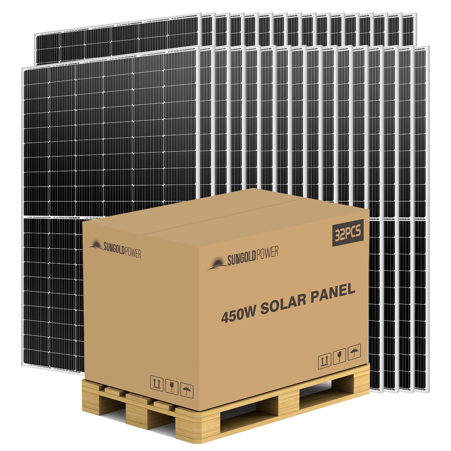 SunGoldPower 450W MONO PERC SOLAR PANEL FULL PALLET (32 PANELS) UL 61730 CEC Listed