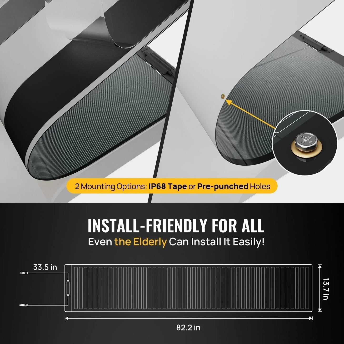 BougeRV Yuma 100W CIGS Thin-film Flexible Solar Panel with Tape (Long Version)