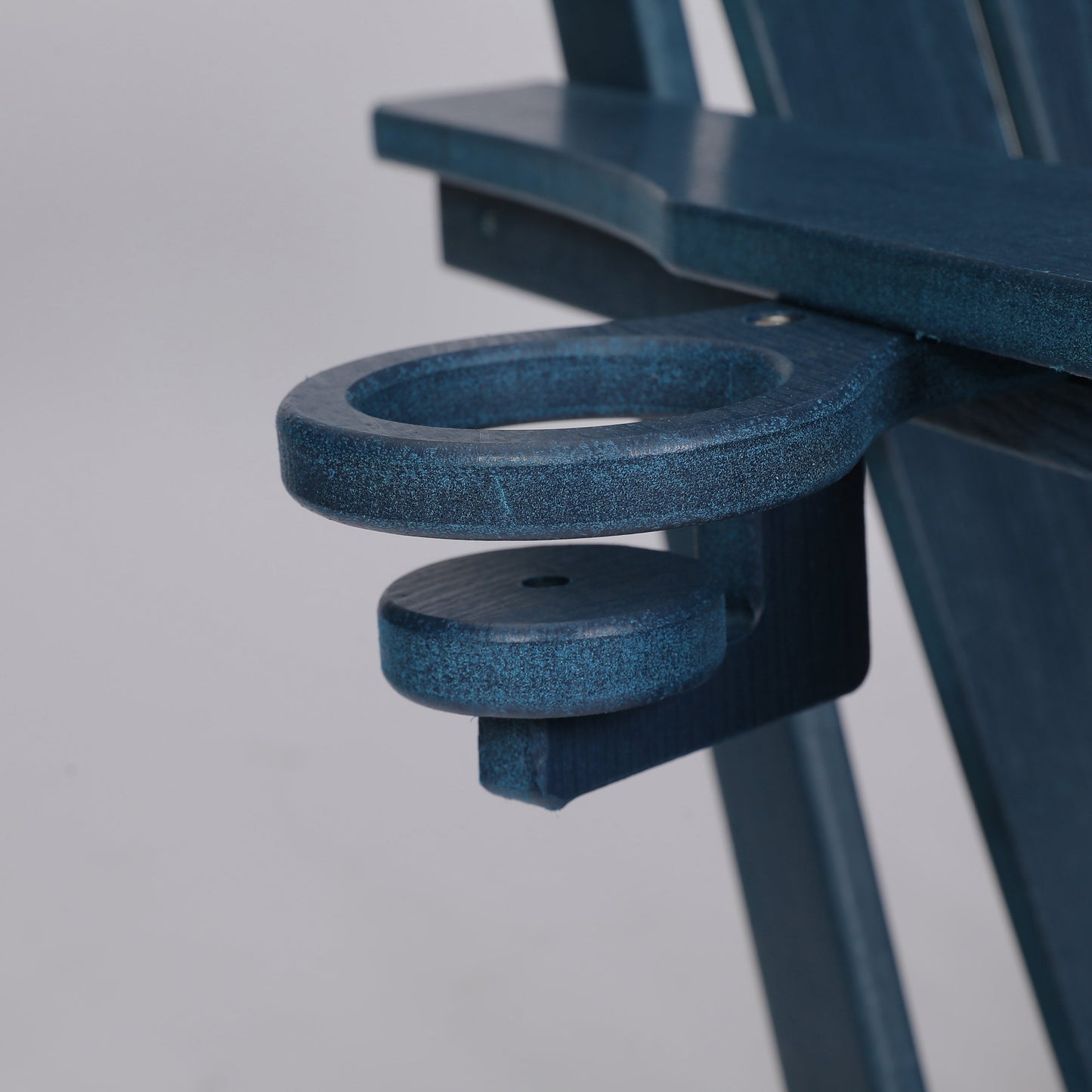 HDPE Folding Adirondack Chair with Dual Cup Holder - Composite Adirondack Chair with Wood Texture- ,Navy Blue