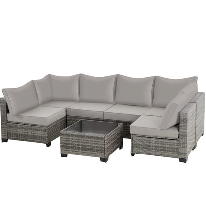 Ainfox  7PCS Patio Sofa Set For Indoor And Outdoor
