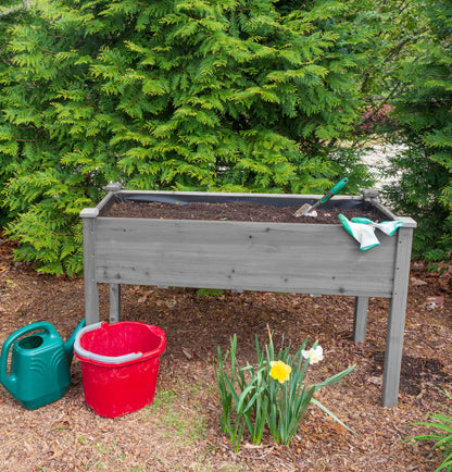 PolyTEAK Durable Raised Wooden Garden Bed with Legs for Fruits, Fruits, Vegetables, & Herbs