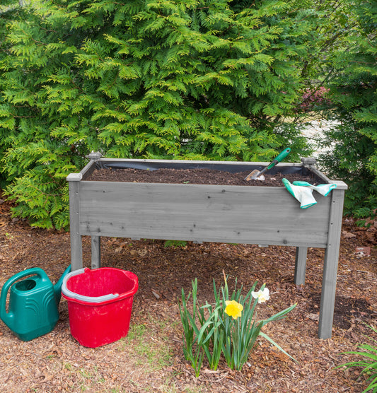 PolyTEAK Durable Raised Wooden Garden Bed with Legs for Fruits, Fruits, Vegetables, & Herbs