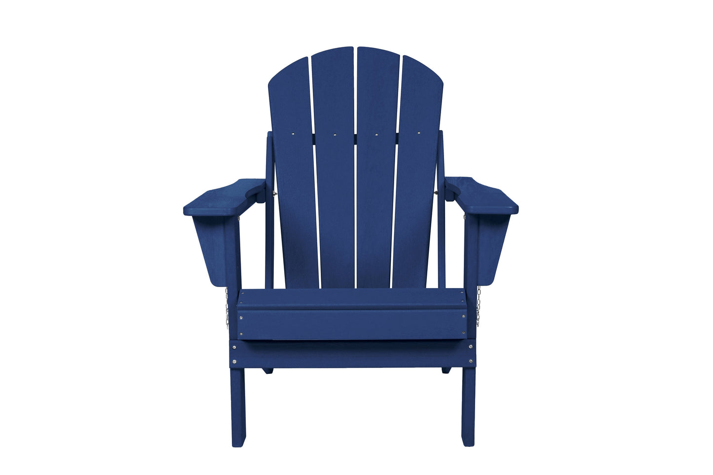 Folding Adirondack Chair with Side Table, 3-Piece Adirondack Chair Set with Wood Texture, Navy Blue(includes 2 Chairs and 1 Table)