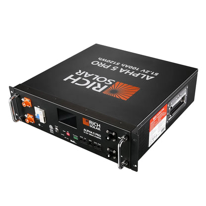 Rich Solar ALPHA 5 PRO 51.2V 100Ah LiFePO4 Battery Premium 48V Server Rack Lithium Battery for Residential, Commercial, RVs, Off-Grid