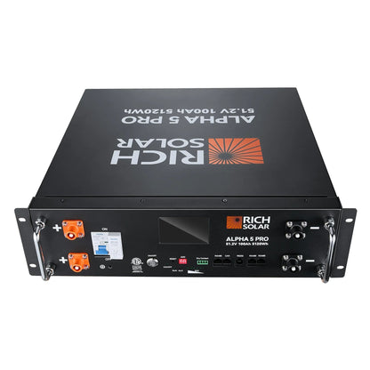 Rich Solar ALPHA 5 PRO 51.2V 100Ah LiFePO4 Battery Premium 48V Server Rack Lithium Battery for Residential, Commercial, RVs, Off-Grid
