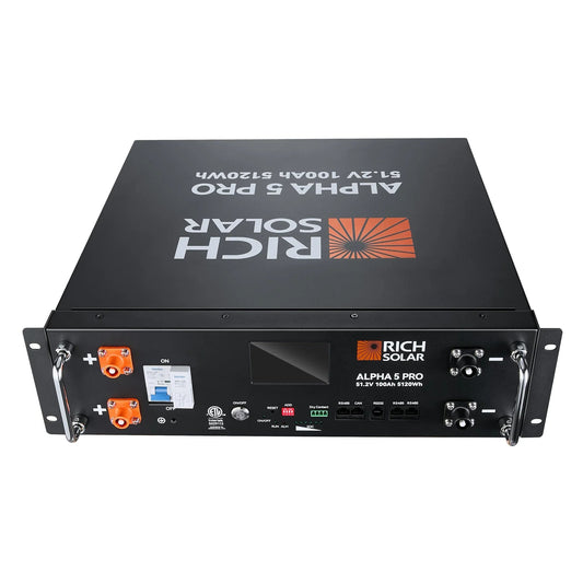 Rich Solar ALPHA 5 PRO 51.2V 100Ah LiFePO4 Battery Premium 48V Server Rack Lithium Battery for Residential, Commercial, RVs, Off-Grid