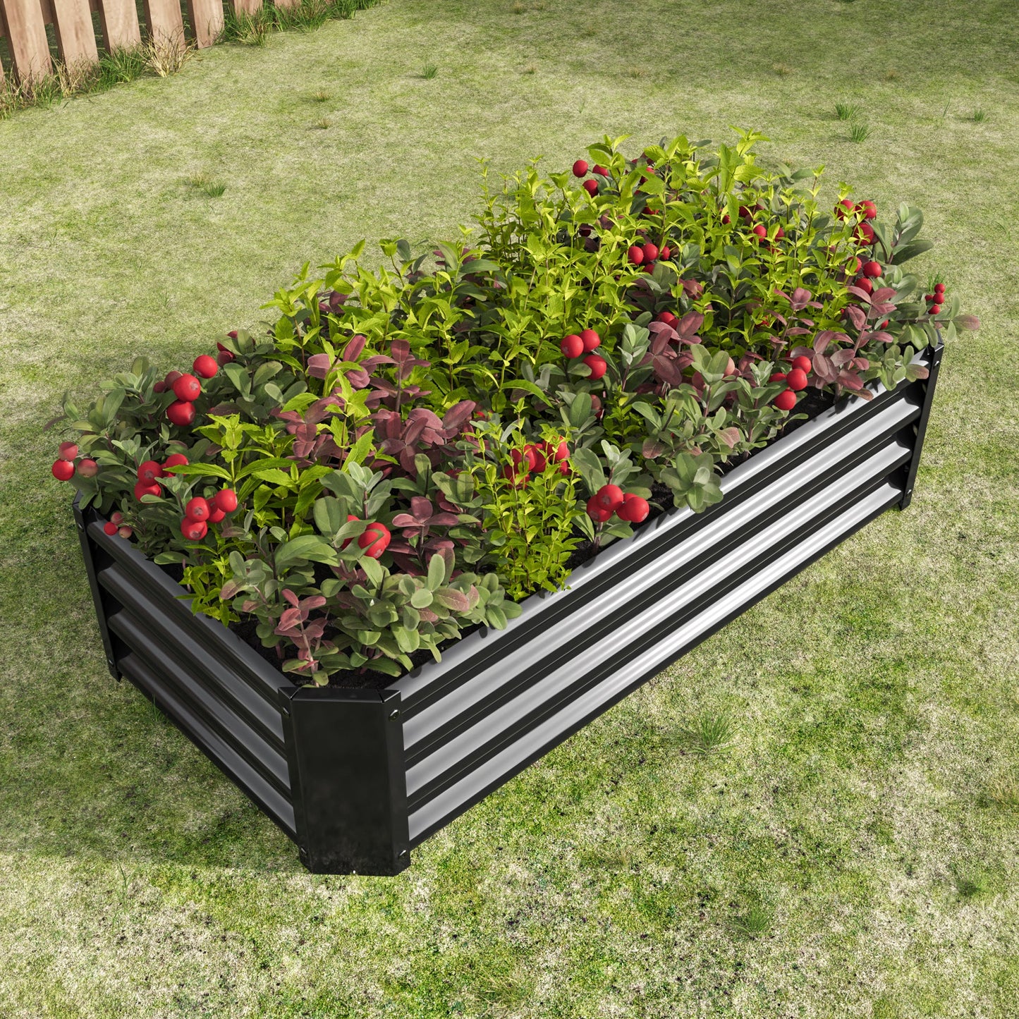 PolyTEAK Rectangular Metal Raised Garden Bed for Flowers, Vegetables, and Herbs