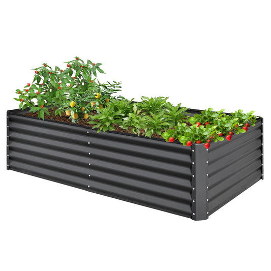PolyTEAK Gray Galvanized Raised Garden Bed - Outdoor Planter Box for Vegetables & Flowers