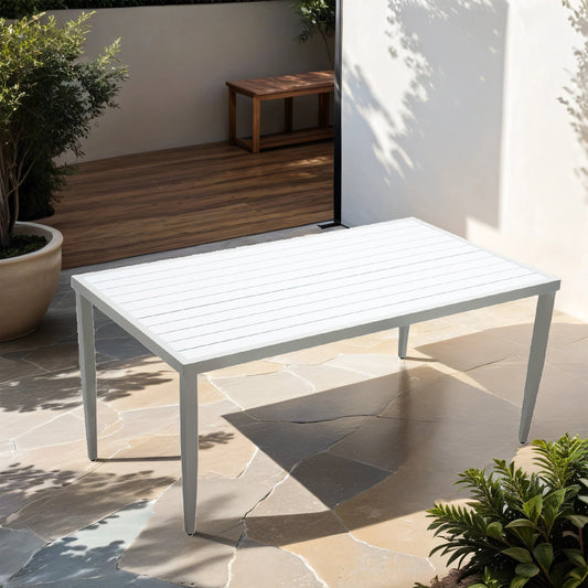 PolyTEAK Aluminum Outdoor Patio Dining Table with Built-In Umbrella Hole, Seats 6 (TABLE ONLY)